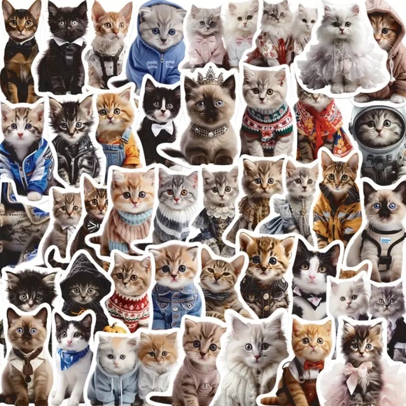 NIP! 50 Pieces of Adorable Realistic Cat and Kitten Stickers! - Picture 3 of 10